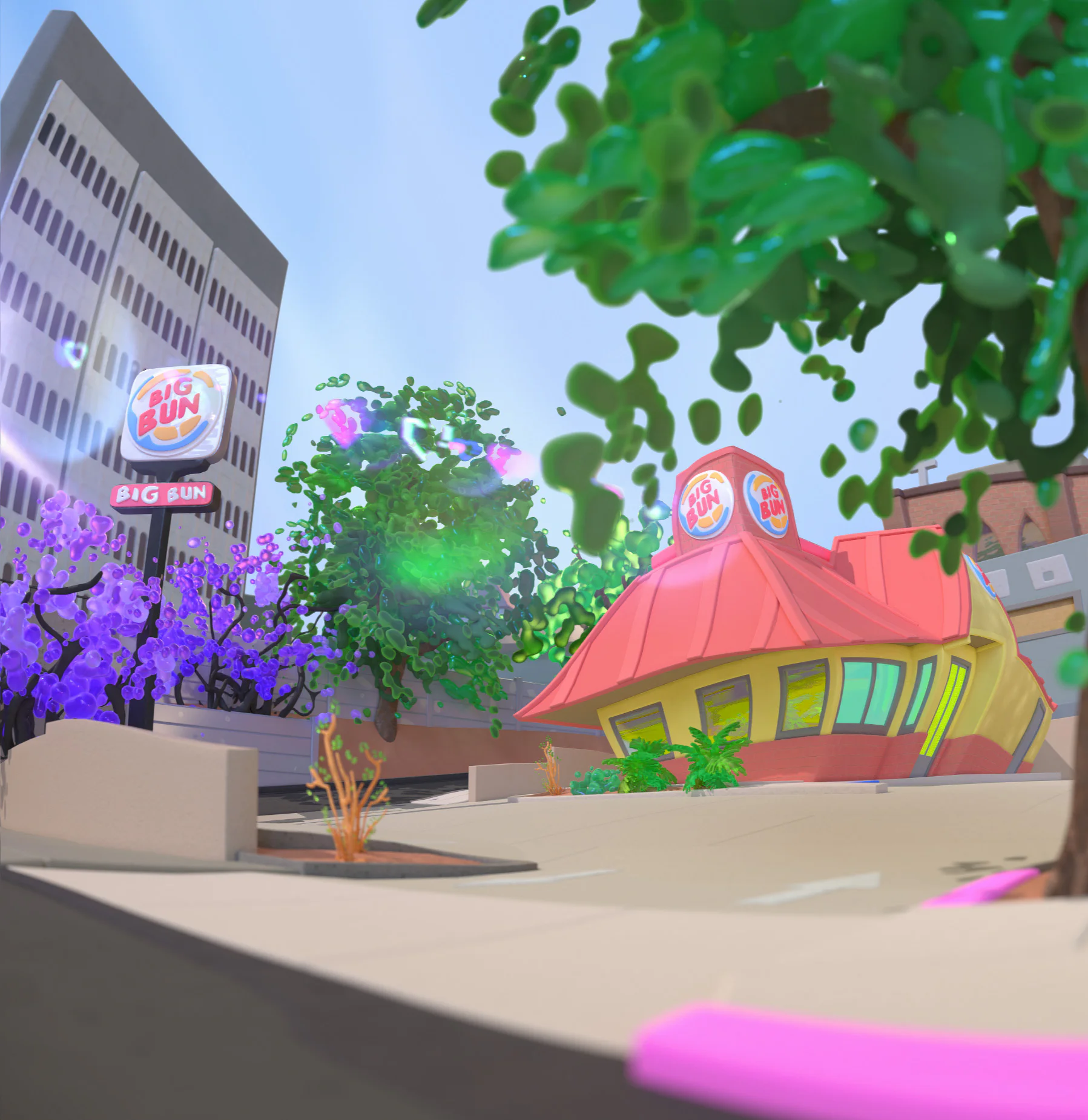 High-resolution render of a 3D model of the 1300 block of Glendale Blvd in Los Angeles, California